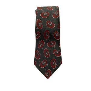 BOSS by Hugo Boss Men's Neck Tie Silk Gray Red Printed Classic Made In Italy